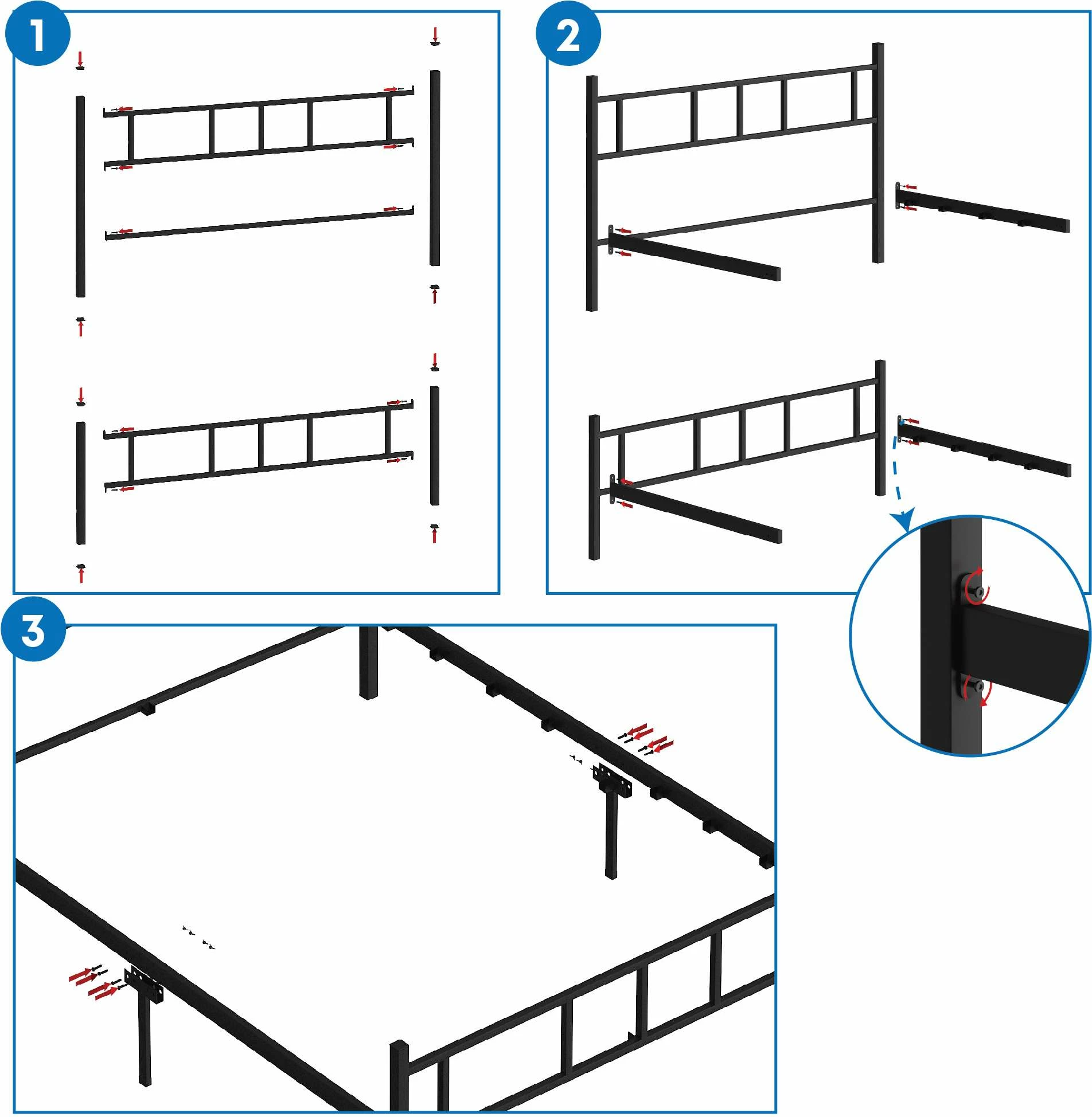 Krevat dopio, metalik, ngjyrë e zezë, Skye Decor, 140x190