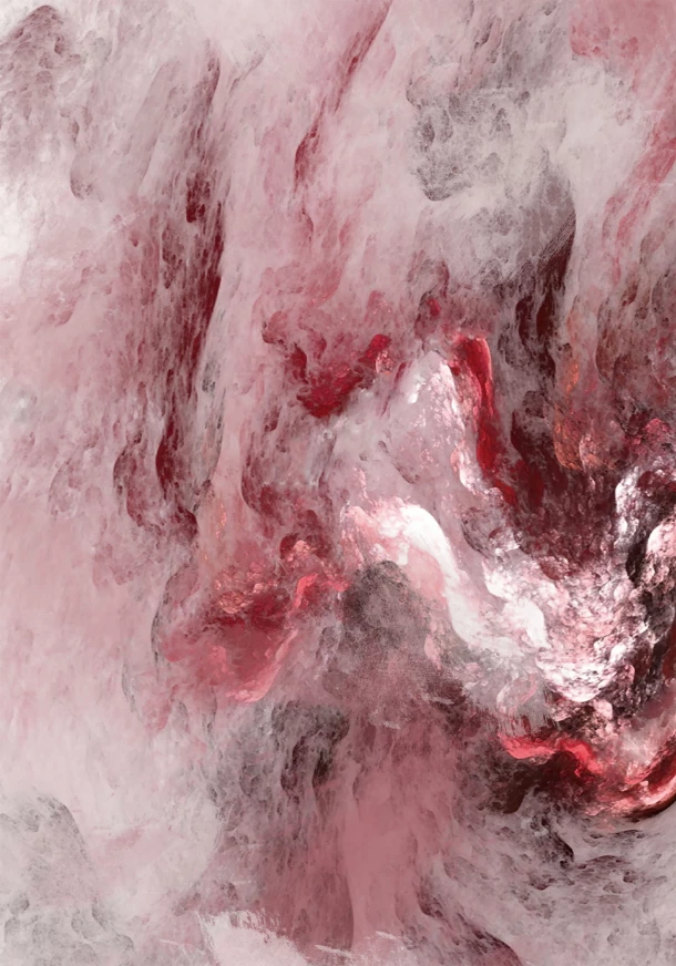 Pikturë dekorative BREKEN, kanavacë, ngjyrë e kuqe, e bardhë, rozë, 60x90x3cm