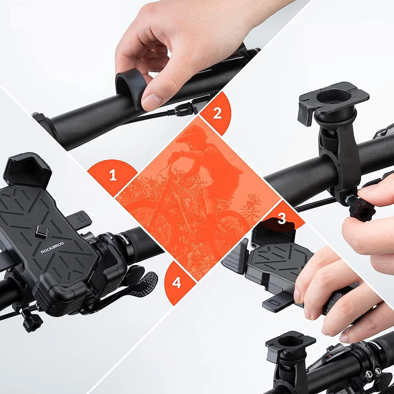 Mbështjellës telefoni për biçikletë Rockbros 25210030001, për timon, i zi