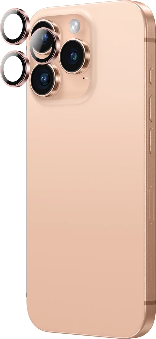 Mbrojtës kamerë AmazingThing AR Aluminum 3 Lens Glass me kornizë për iPhone 16 Pro / 16 Pro Max, rozë ari
