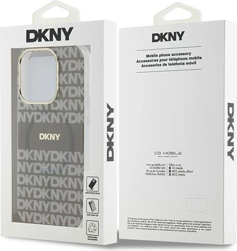Mbështjellës DKNY IML Mono & Stripe MagSafe për iPhone 15 Pro Max, bezhë
