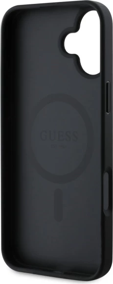 Mbështjellës Guess Saffiano Classic Logo MagSafe për iPhone 16, i zi