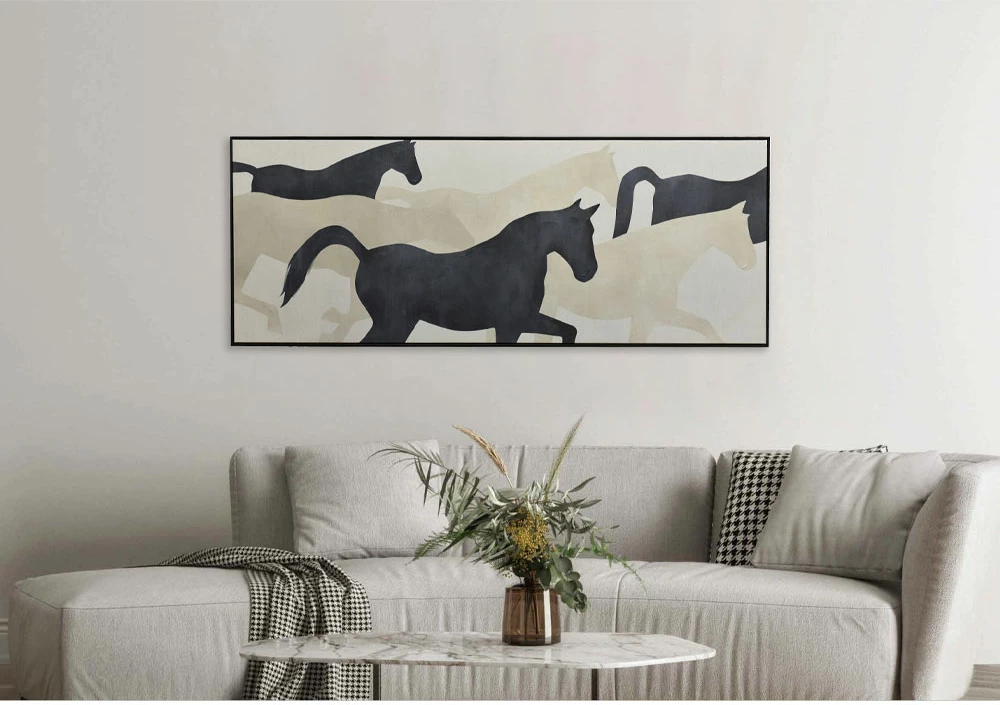 Pikturë dekorative Power of Freedom, kanavacë, bezhë e zezë, 180x70x4cm