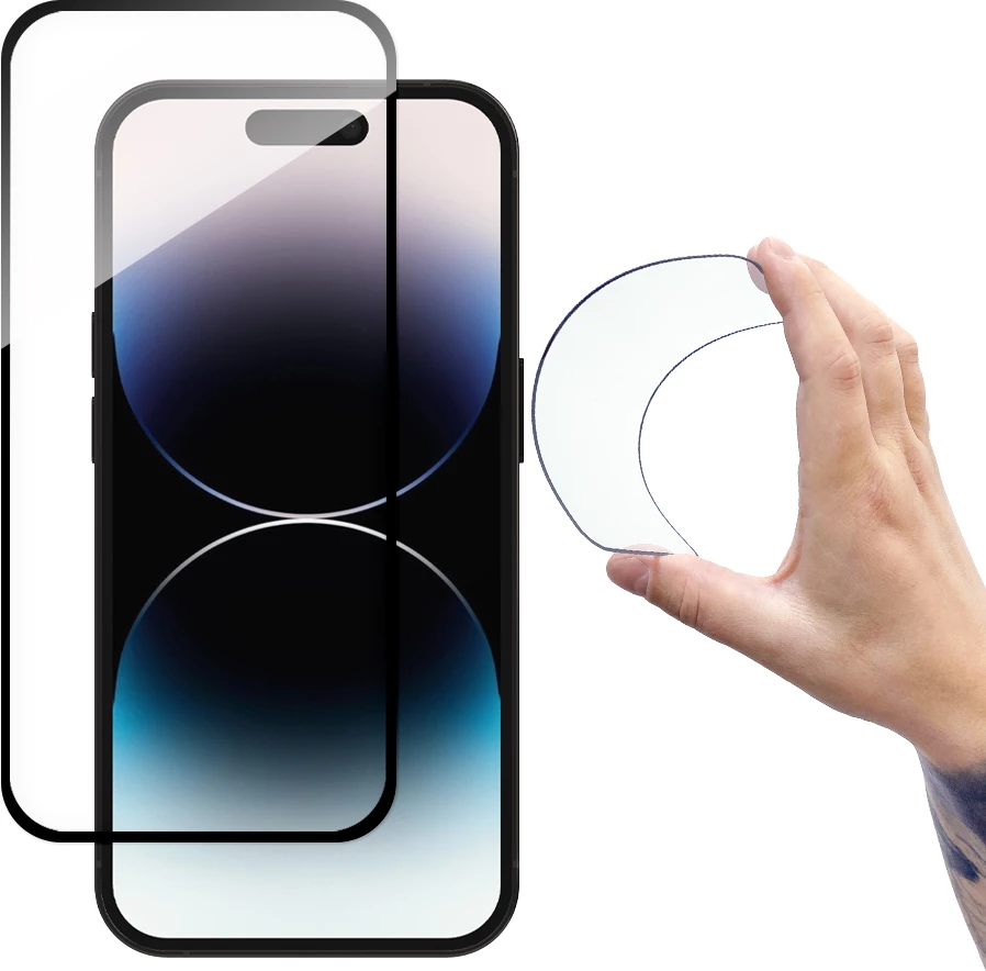 Xham i temperuar Wozinsky Full Cover Flexi Nano Glass për iPhone 14 Pro Max, me kornizë të zezë