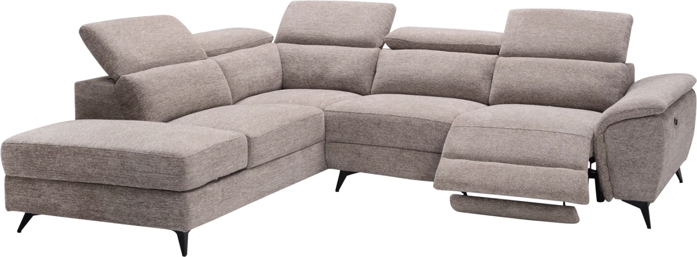 Këndare e majtë me recliner dhe hapësirë për depo, RESTRO FH3339.02L, material bezhë, 284x224x76cm
