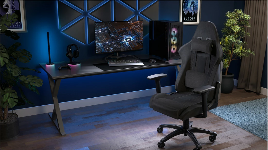 Karrige gaming Corsair TC100 Relaxed, stof, 120 kg, gri/zi