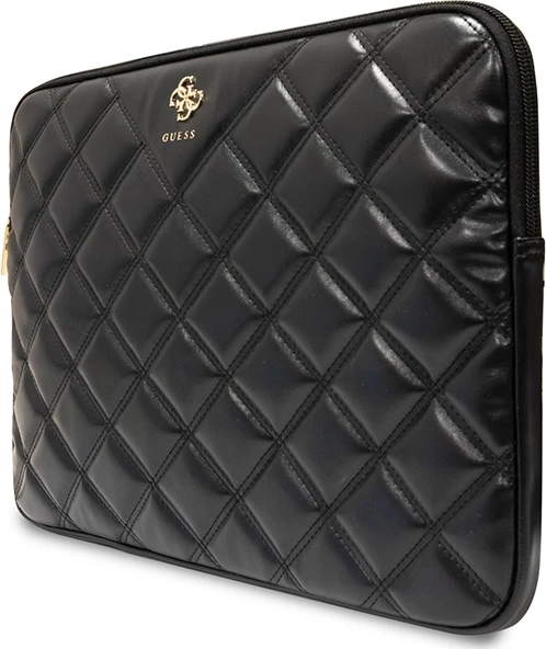 Mbështjellës laptopi Guess Quilted 4G, 16 inç, lëkurë ekologjike, e zezë