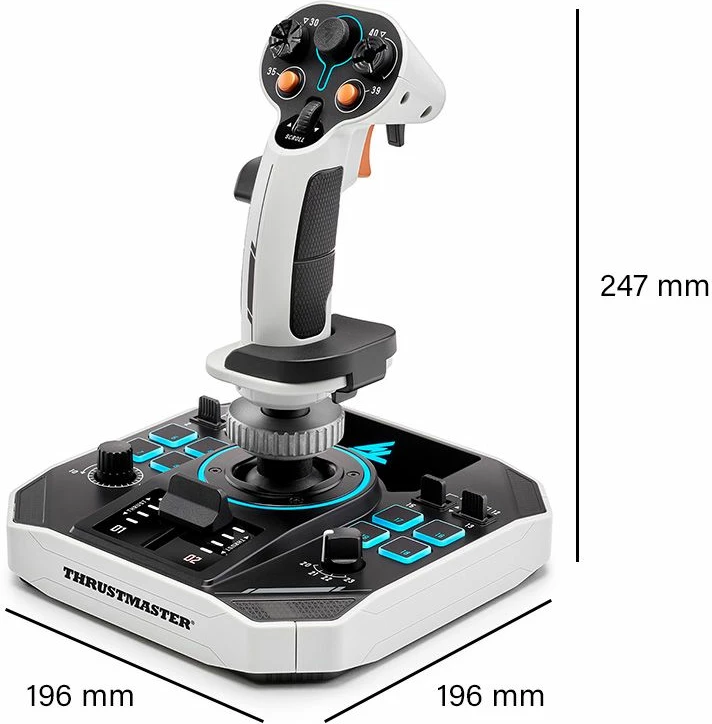 Joystick fluturimi Thrustmaster SOL-R 1 për PC, 44 funksione, H.E.A.R.T. 16-bit, RGB, bardhë/zi