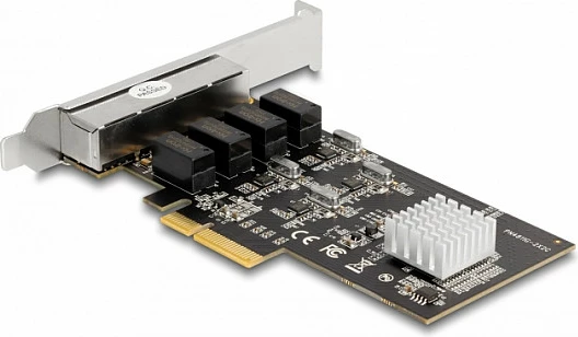 Kartelë rrjeti PCIe DeLOCK RTL8111, 4x Gigabit RJ45, PCIe 2.0, e argjendtë