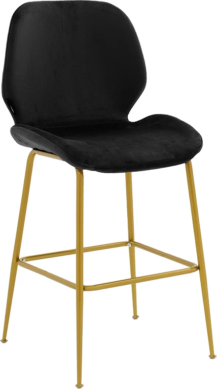 Karrige për bar Impel, këmbë metalike të arta-velvet e zezë