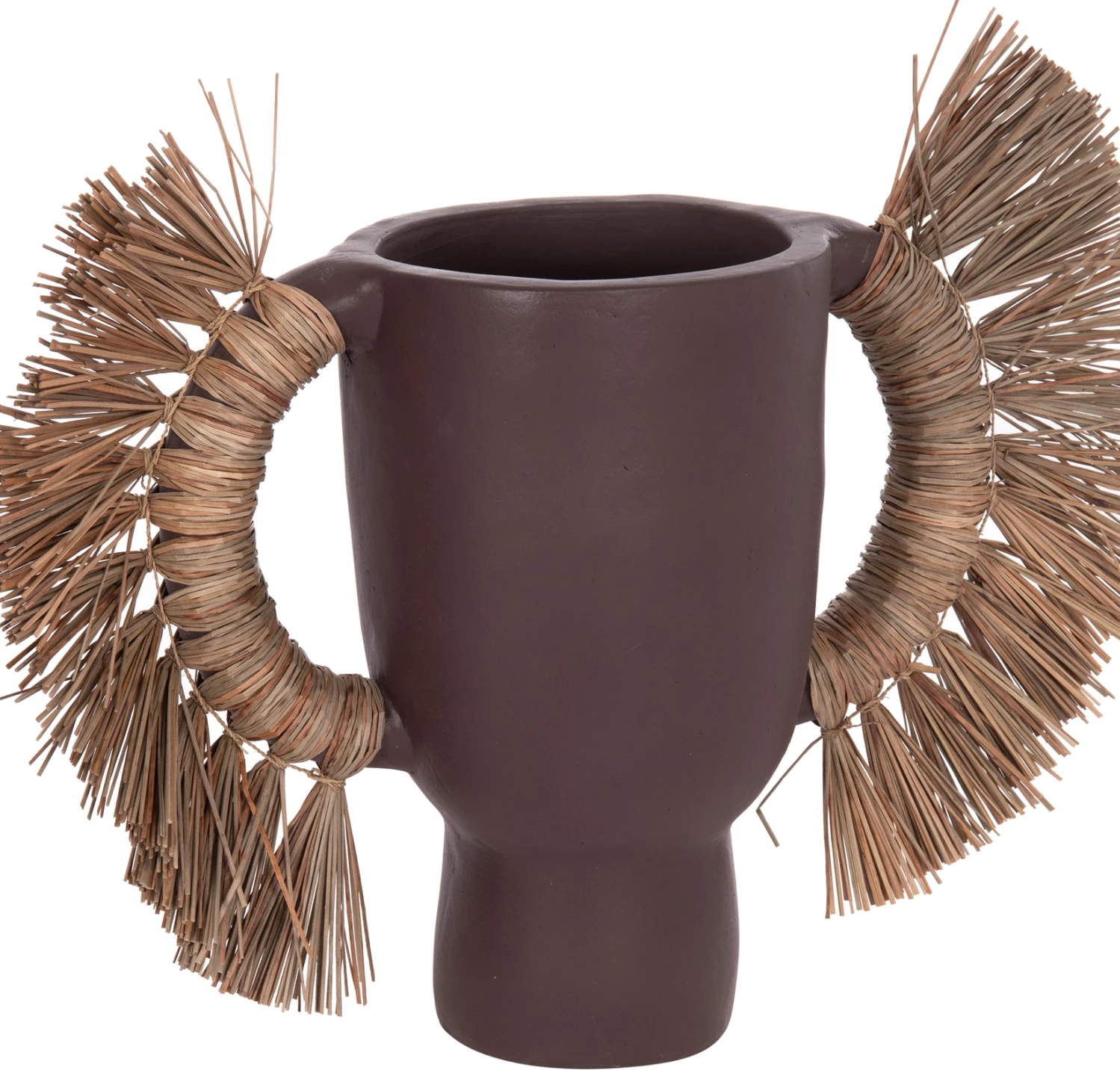 Vazo dekorative tavoline ALICA, terrakotë, ngjyrë çokollate, me bar të thatë, 64x22x38cm