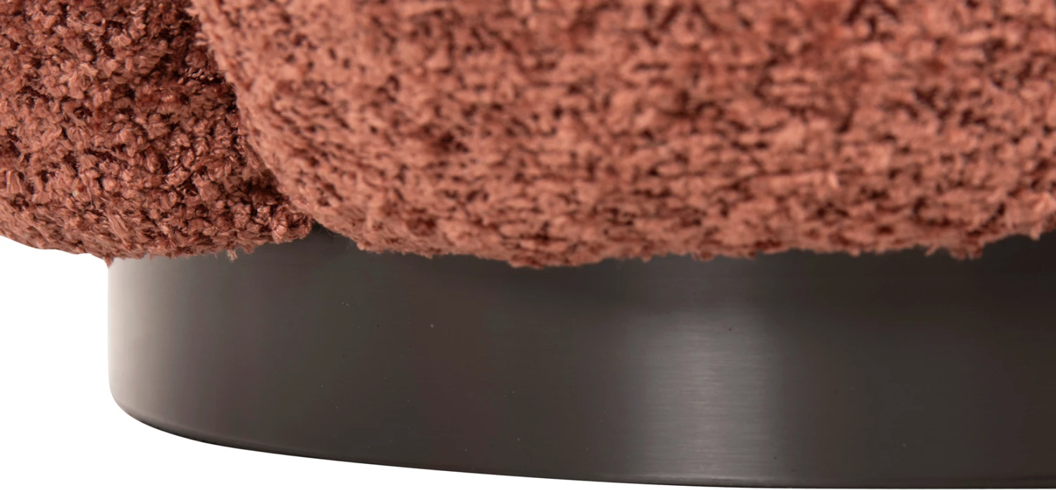 Karrige për bar, ngjyrë rozë boucle, bazë metalike e zezë, Φ60x31H cm