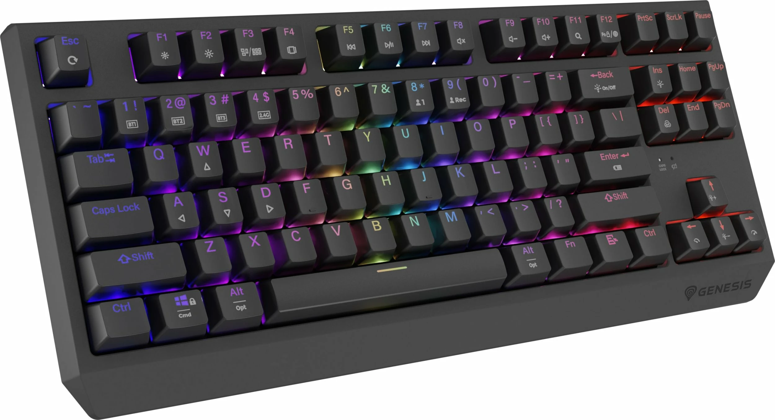 Tastierë mekanike gaming GENESIS Thor 230 TKL Wireless, Outemu Silent Lemon, RGB, hot-swap, US layout, e zezë