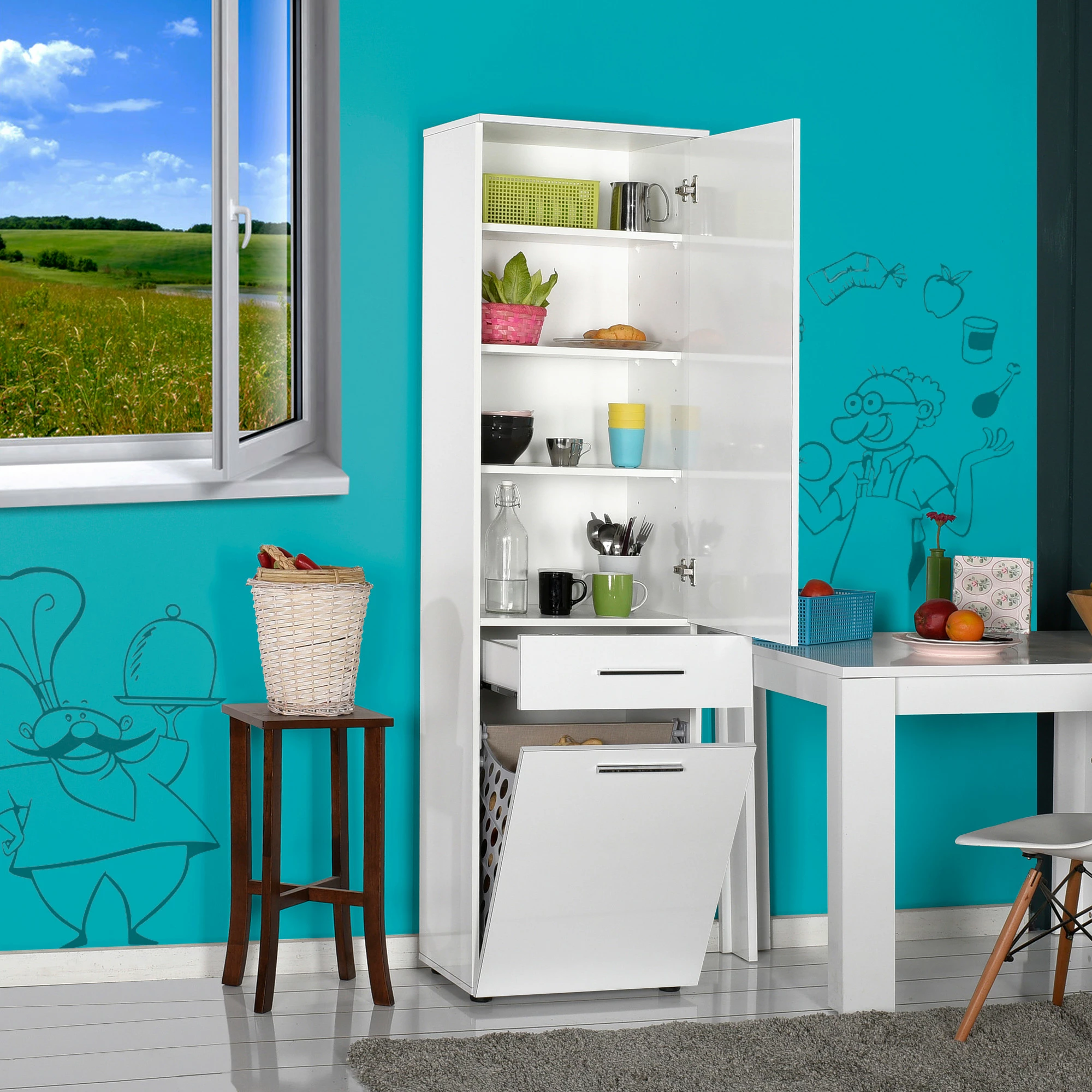 Dollap multifunksional, ngjyrë e bardhë, Hanah Home, Adr-621-Pp-1