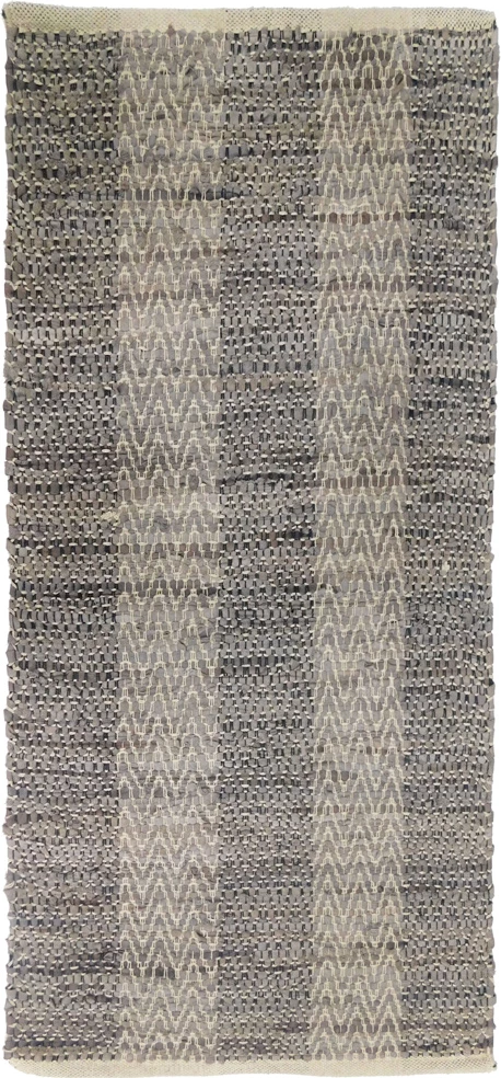 Qilim Fishbone për korridor, lëkurë, gri-bezhë, 70x150cm