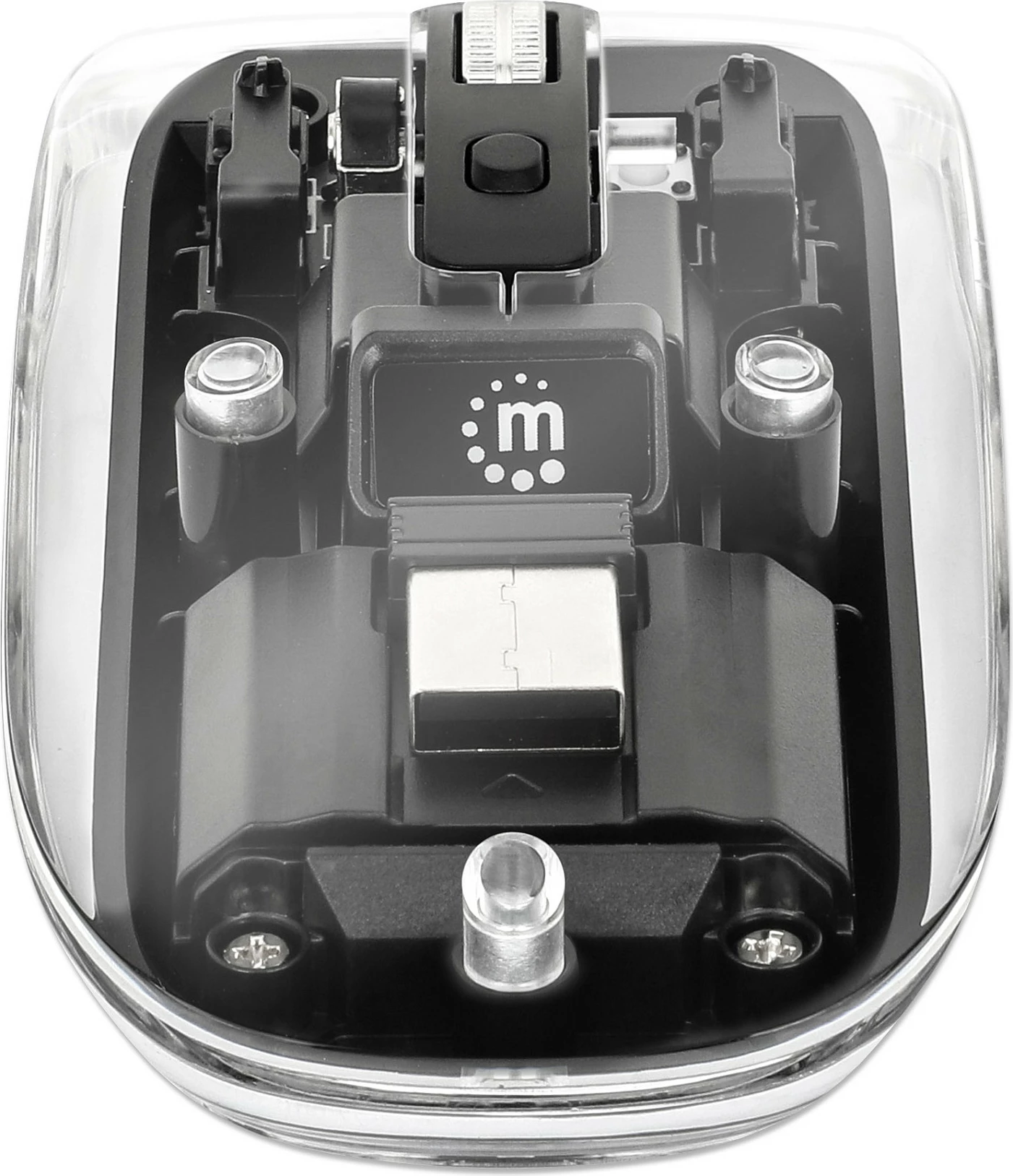 Maus Manhattan Transparent Wireless Rechargeable 2.4GHz, 800/1200/1600 DPI, RGB, Clear/Black