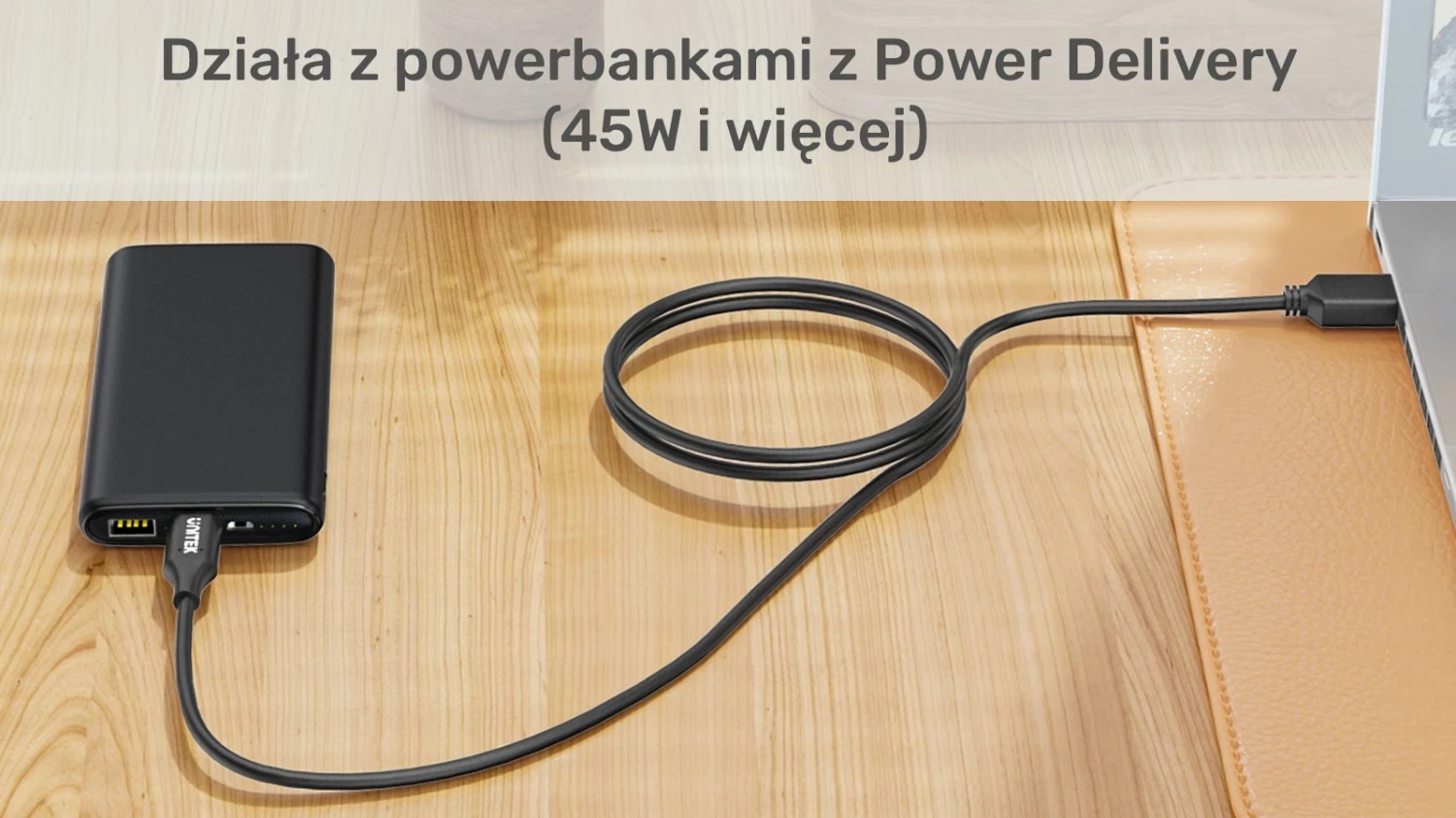 Kabeli i Energjisë për Laptop Unitek 65W USB-C - DC11*4,5mm, i zi