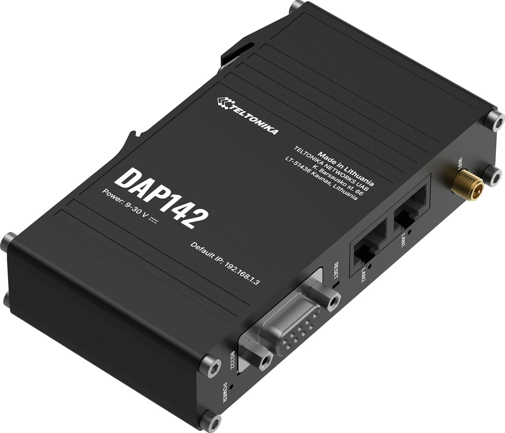 Pikë aksesi Wi‑Fi industrial Teltonika DAP142, 2.4GHz, 300Mbit/s, 2x LAN, PoE pasiv, e zezë