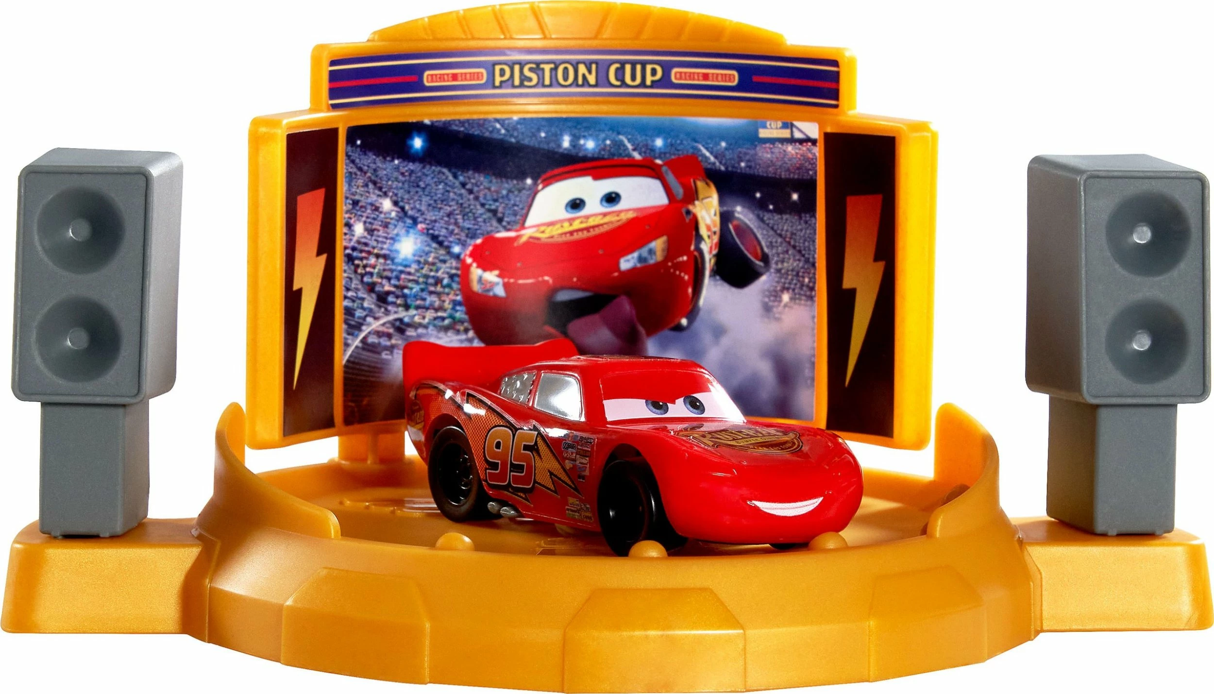 Set pistë garash Mattel Disney Pixar Cars Jump for the Golden Tophat JDJ02 me veturë Lightning McQueen