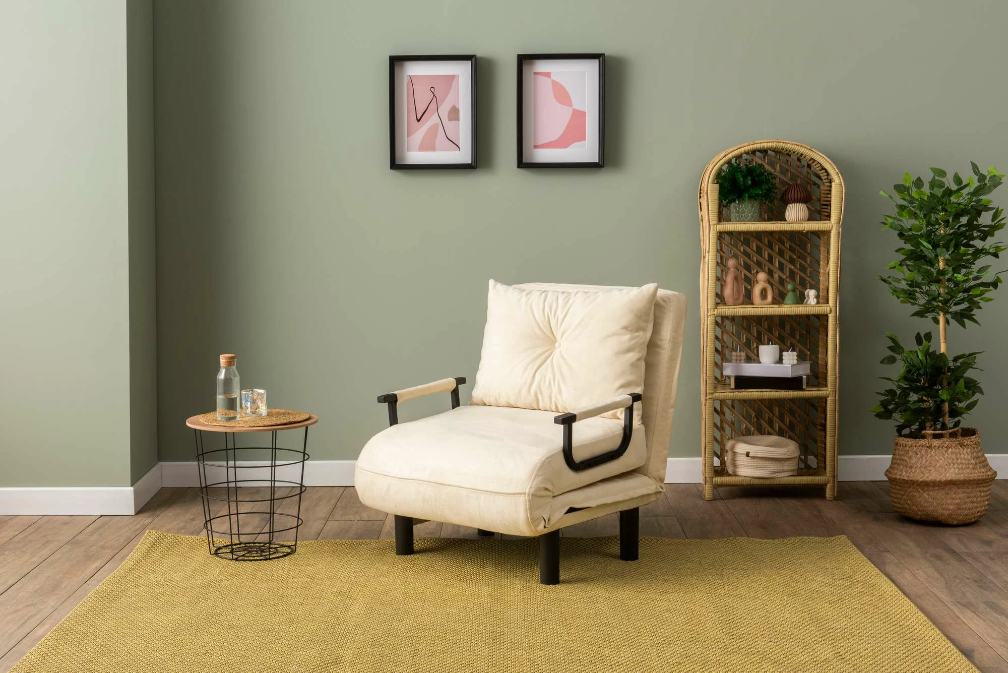 Krevat-karrige një vendës, Sento Single, ngjyrë krem