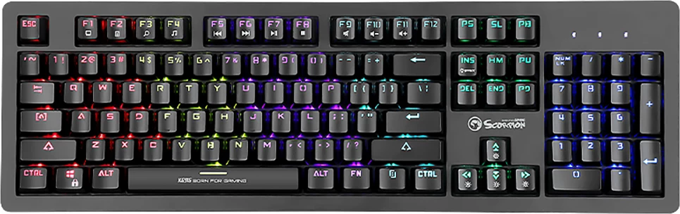 Tastierë gaming mekanike Marvo KG916, full size 104 taste, blue switch, RGB, USB me kabllo 1.6 m, e zezë