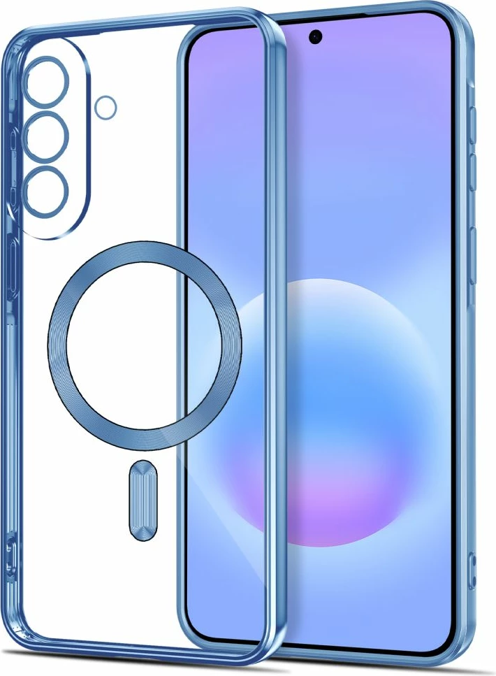 Mbështjellës Tech-Protect MagFlex MagSafe për Samsung Galaxy A57 5G, unazë magnetike, mbrojtje e lentes, 1 copë, Blu transparente