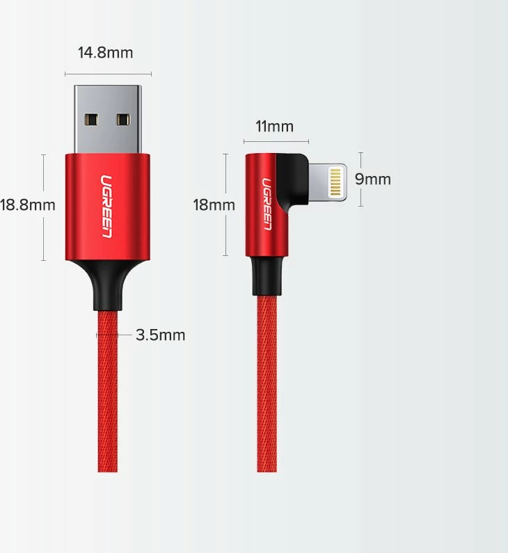Kabllo Ugreen US299 60521 Lightning/USB-A, 1m, MFi, E zezë