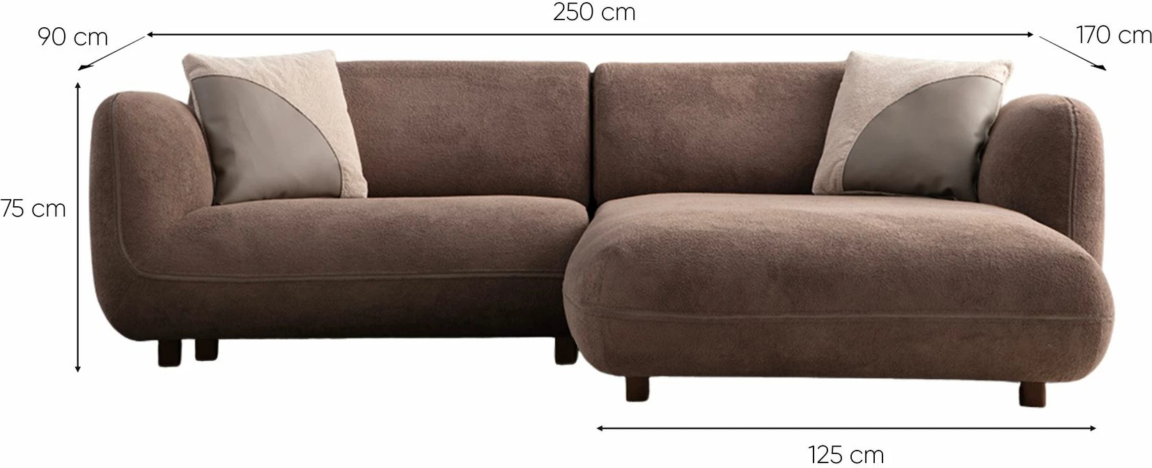Këndare Pavia, kafe, Atelier del Sofa, 250x170cm