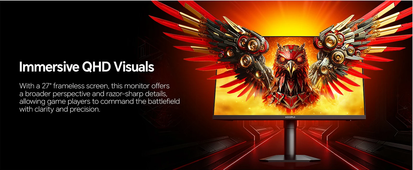 Monitor Koorui G2722P 27", QHD 2560x1440, 1ms, FreeSync Premium, HDR, i zi
