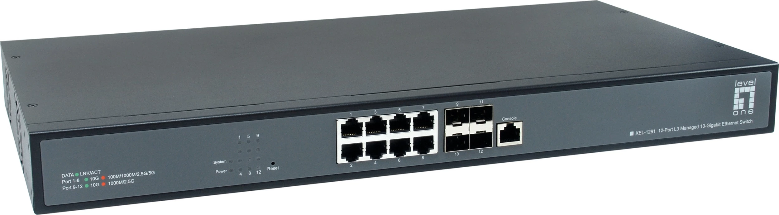 Switch LevelOne 8x10GbE/4x10G SFP+ Managed L3, 1U 19", i zi