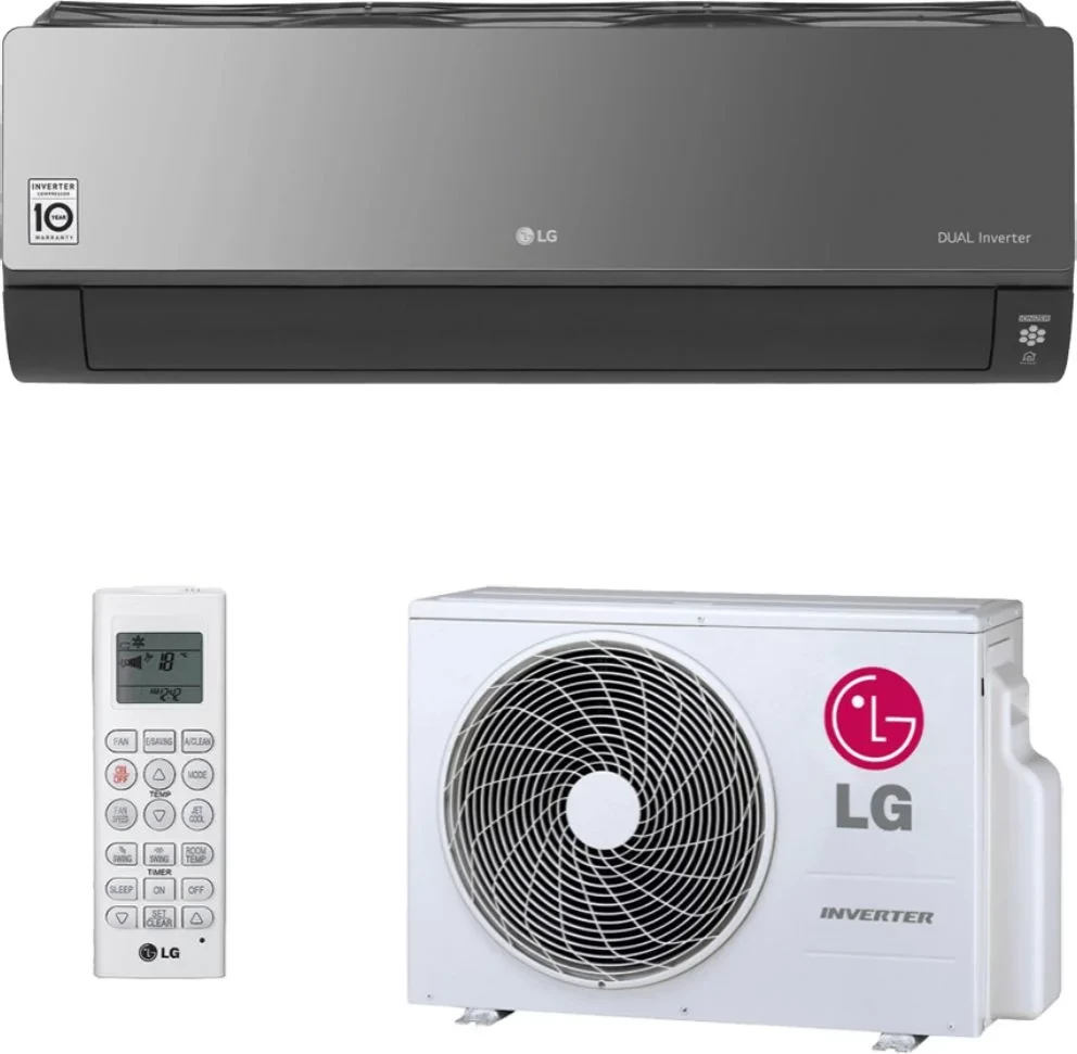 Kondicioner LG Artcool Mirror AC12BK.NSJ/AC12BK.UA3 3.5 kW inverter me ionizator UV Nano WiFi, gri/argjend
