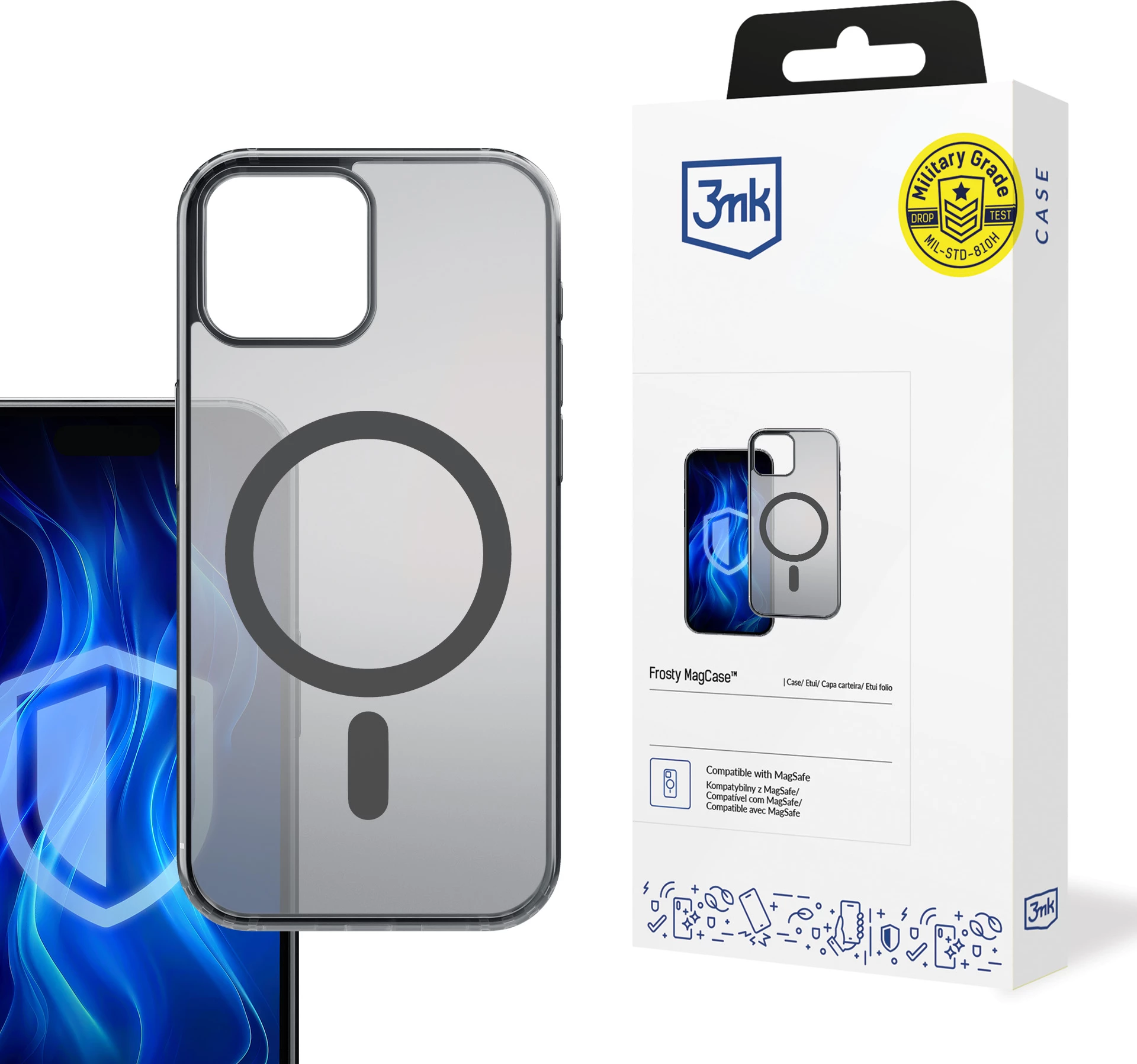 Mbështjellës 3mk Frosty MagCase për iPhone 14 Plus, i zi