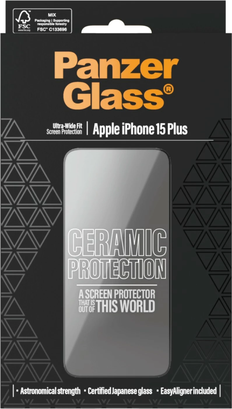 Mbrojtës ekrani qeramik PanzerGlass për iPhone 15 Plus, transparent