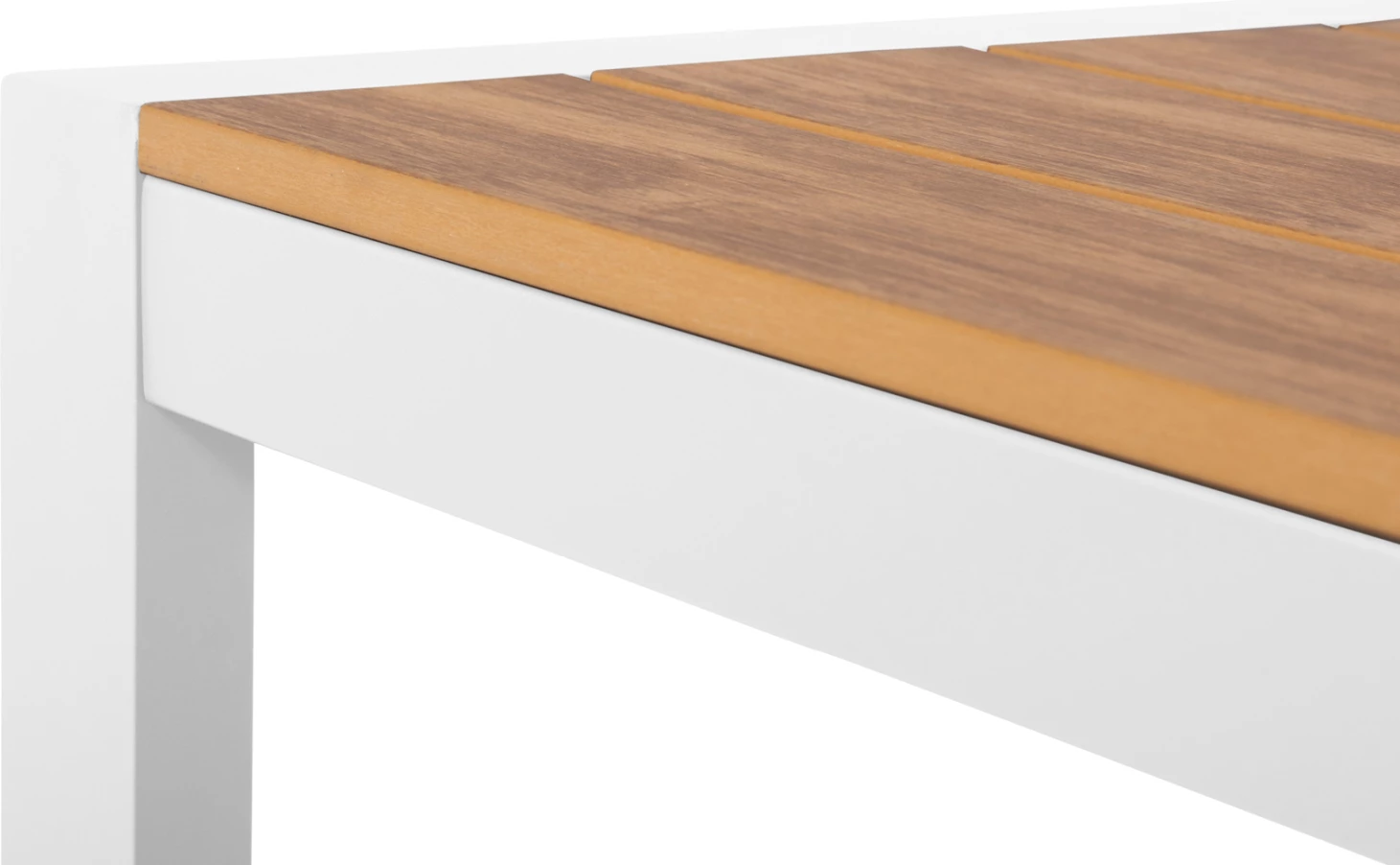 Tavolinë ngrënieje për jashtë GOYA, alumini, ngjyrë e bardhë & sipërfaqe tavoline polywood, 160x80x75 cm
