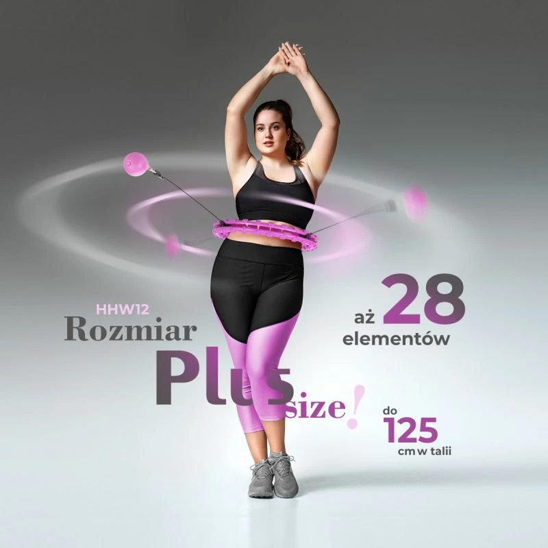Set hula hop me peshë HMS HHW12, rrip BR163 plus size, të zeza