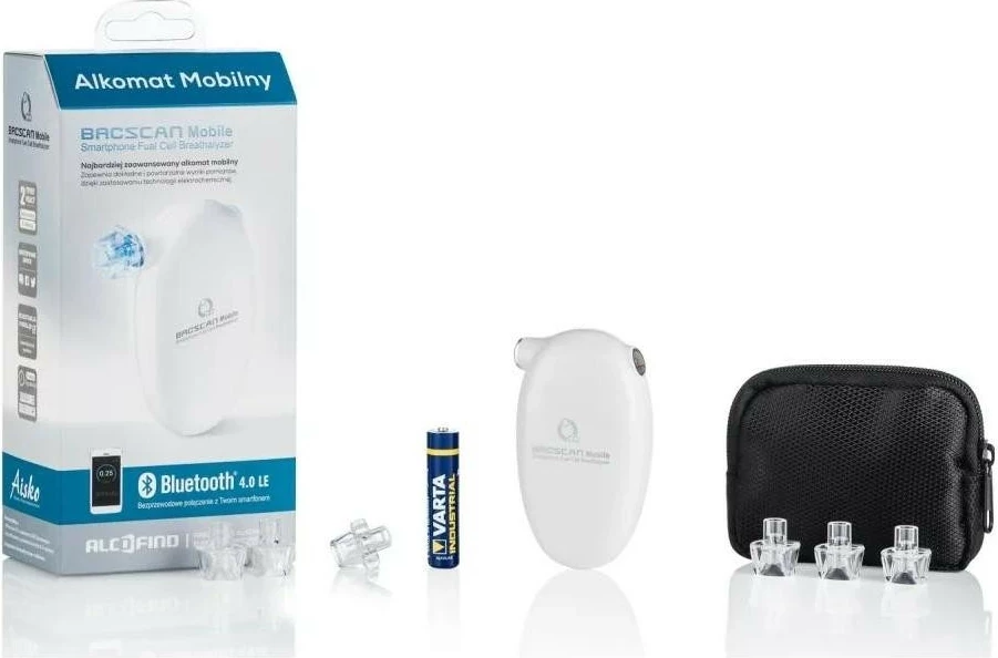 Alkotest Aisko BACscan Mobile, elektro-kimik, ekran me prekje, i bardhë