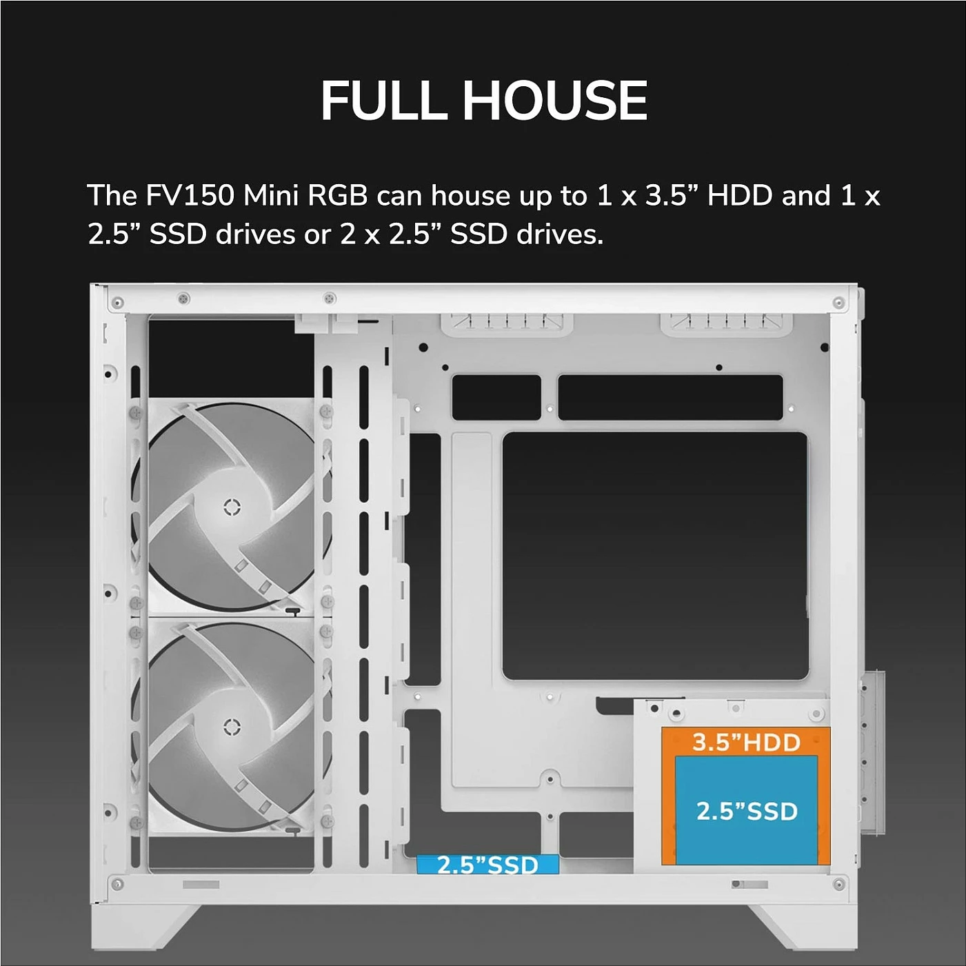 Kasë Cougar FV150 ARGB Mini Tower, micro-ATX/Mini-ITX, xham i temperuar, e bardhë