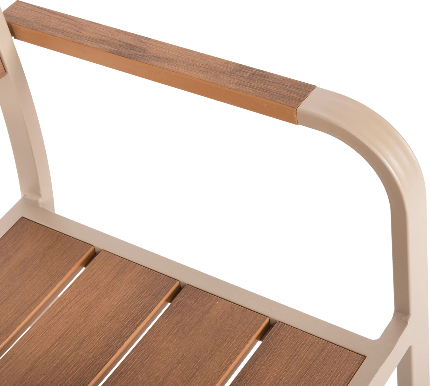 Karrige alumini SAGA FH5127.04, ngjyrë shampanjë, me ulëse dhe mbështetëse polywood, 55x52x86H cm