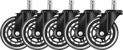 Rrota për karrige zyre Malatec 22077, 11mm pin, set 5 copë, të zeza