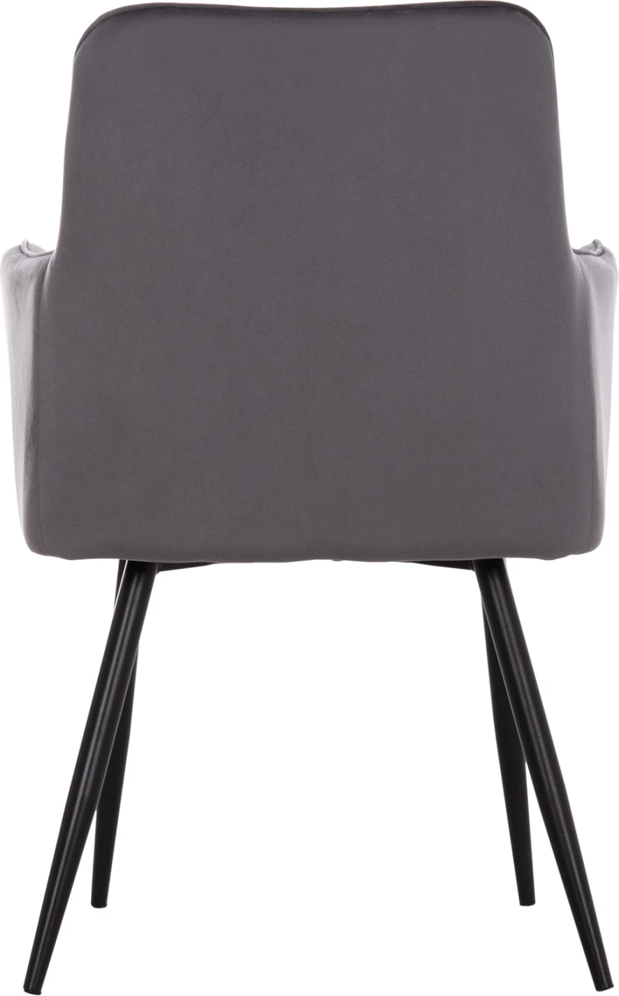 Karrige me krahë LATRELL FH8582.01, kadife gri & këmbë metalike të zeza, 55x57x84H cm., set prej 2 copë