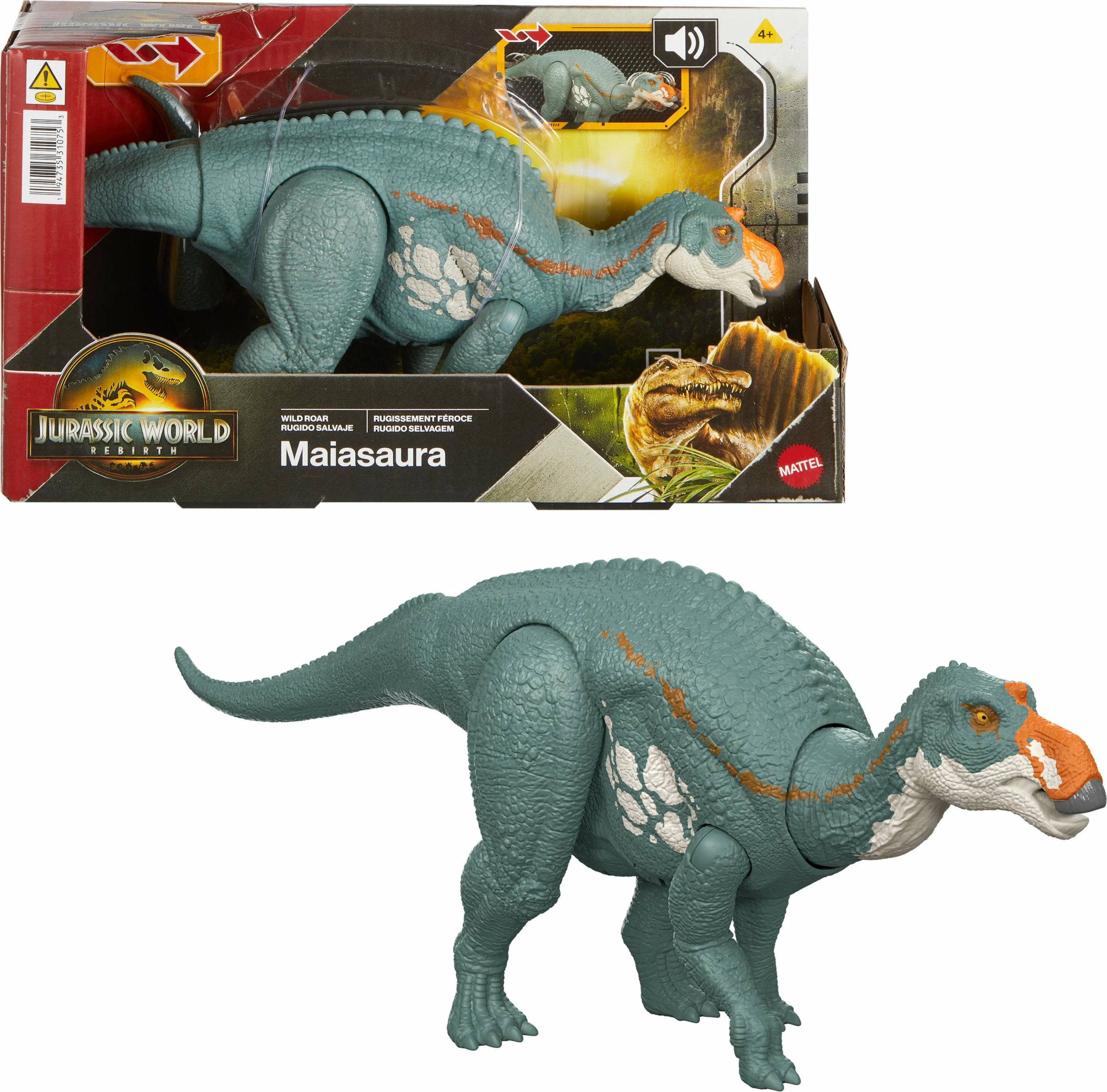 Figurë dinosauri Mattel Jurassic World Rebirth Majazaura JGC82, me zë, 31.5 cm, blu-jeshile