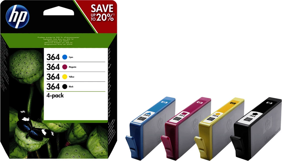 Kartusha boje, HP, 364 N9J73AE, rendiment 300 faqe, 4-pack, e zezë/cyan/magenta/e verdhë