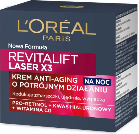 Krem nate anti-rrudhë L'Oreal Paris Revitalift Laser X3 për femra, 50ml
