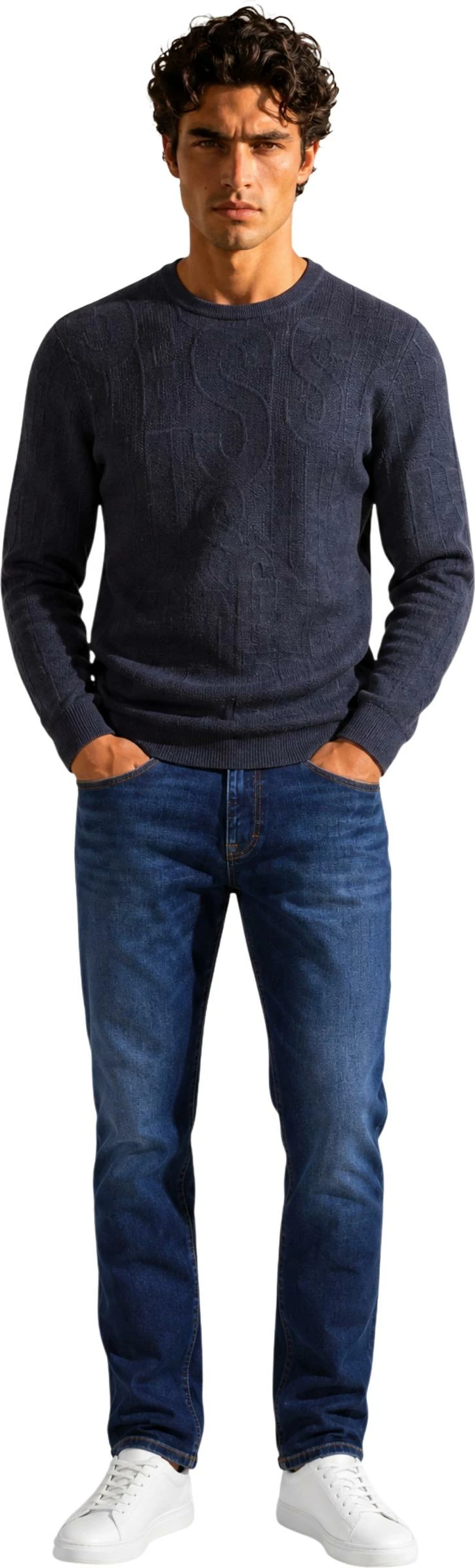 Xhemper për meshkuj Guess Nestor CN Allover LO M6BR23 Z1373, i zi [Madhësia: XXL]