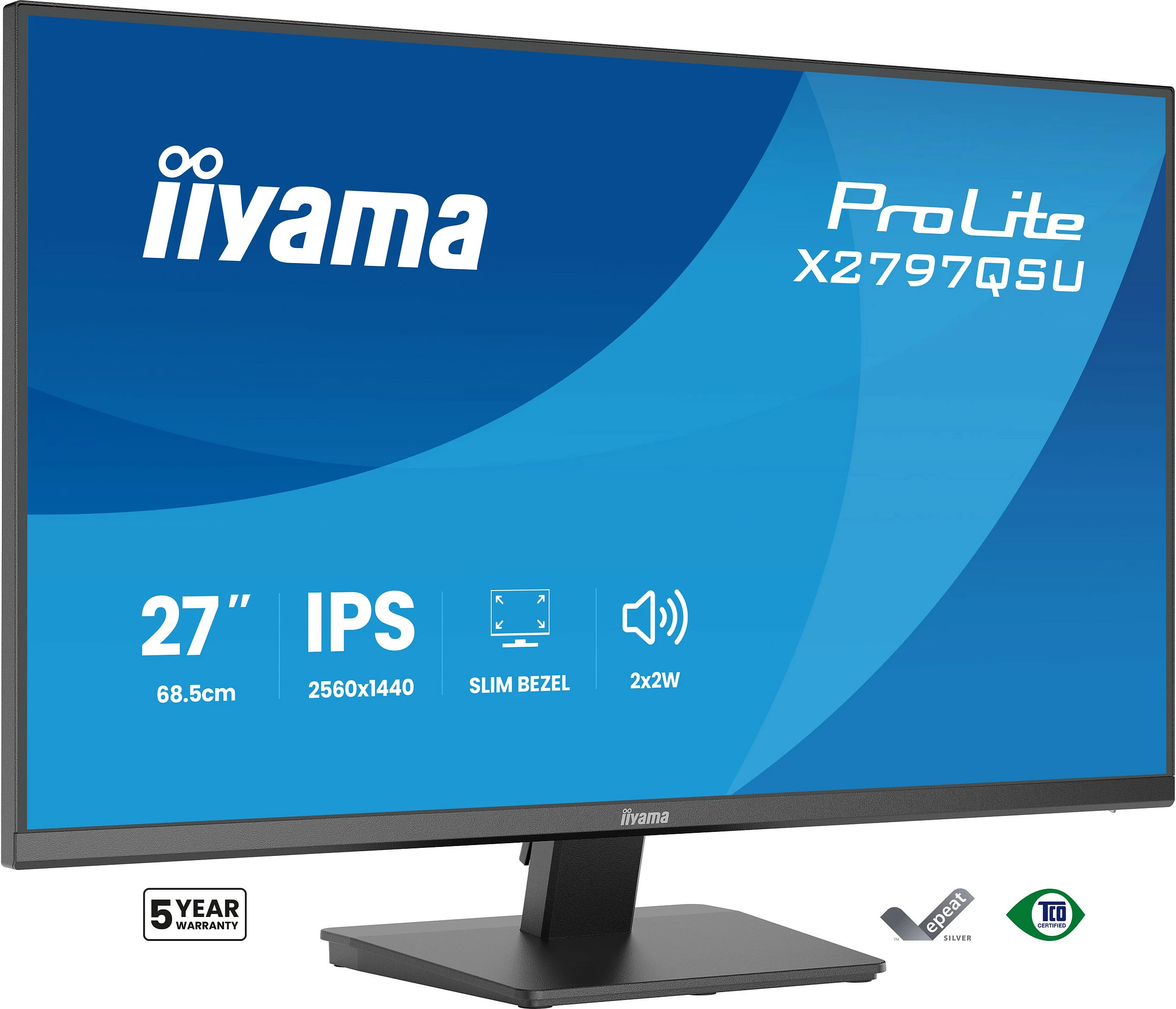 Monitor iiyama ProLite X2797QSU-B1, 27" IPS, QHD 2560x1440, FreeSync, i zi mat