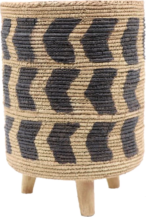 Vazo dekorative INKA, polirezine, natyrale e zezë, 19x19x27cm