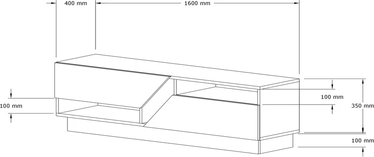 Dollap televizori Cogo, pamje travertini, 160x40x45cm