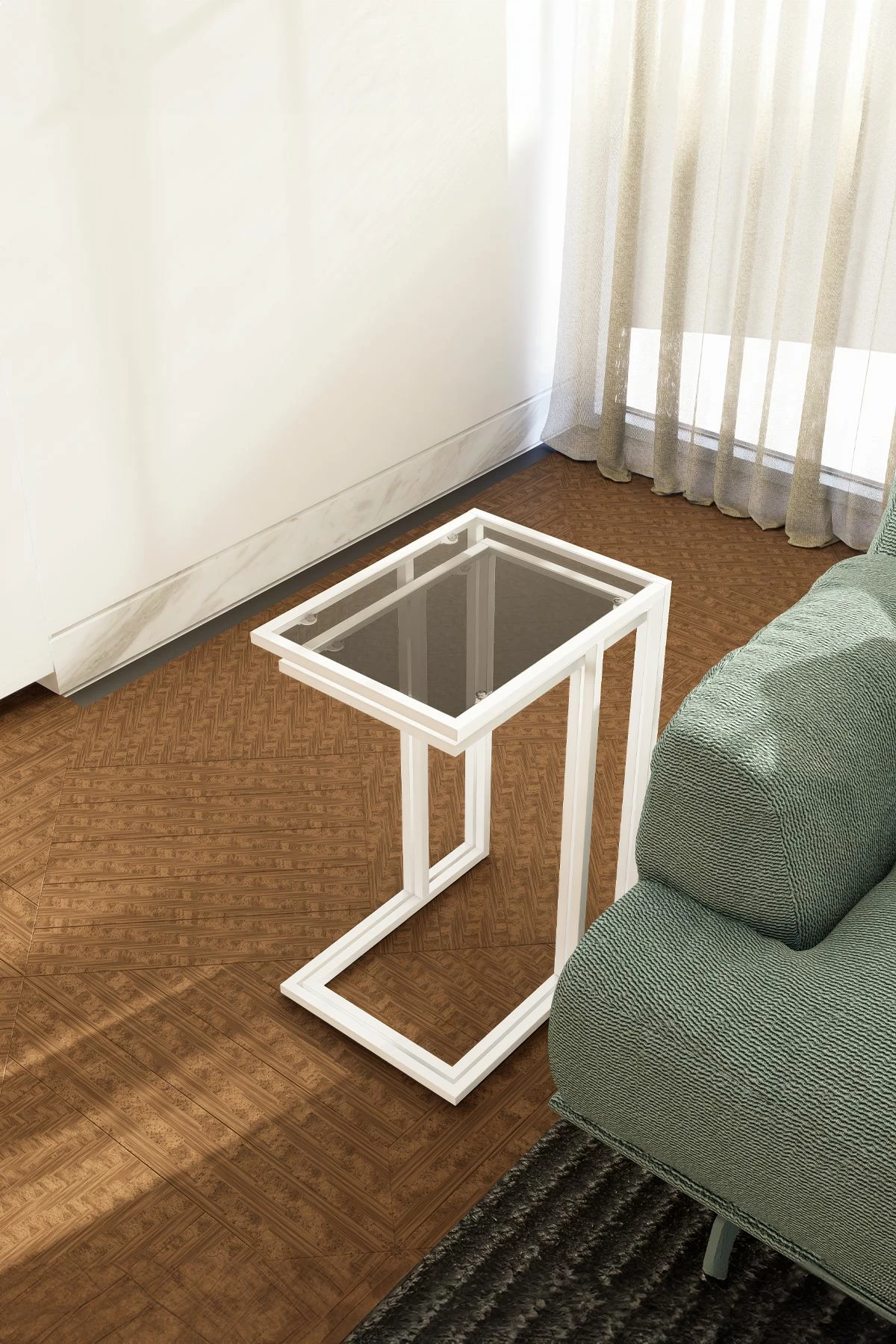 Set tavolinash të vendosshme, 3 copë, Hanah Home Ibiza C, e bardhë, fume