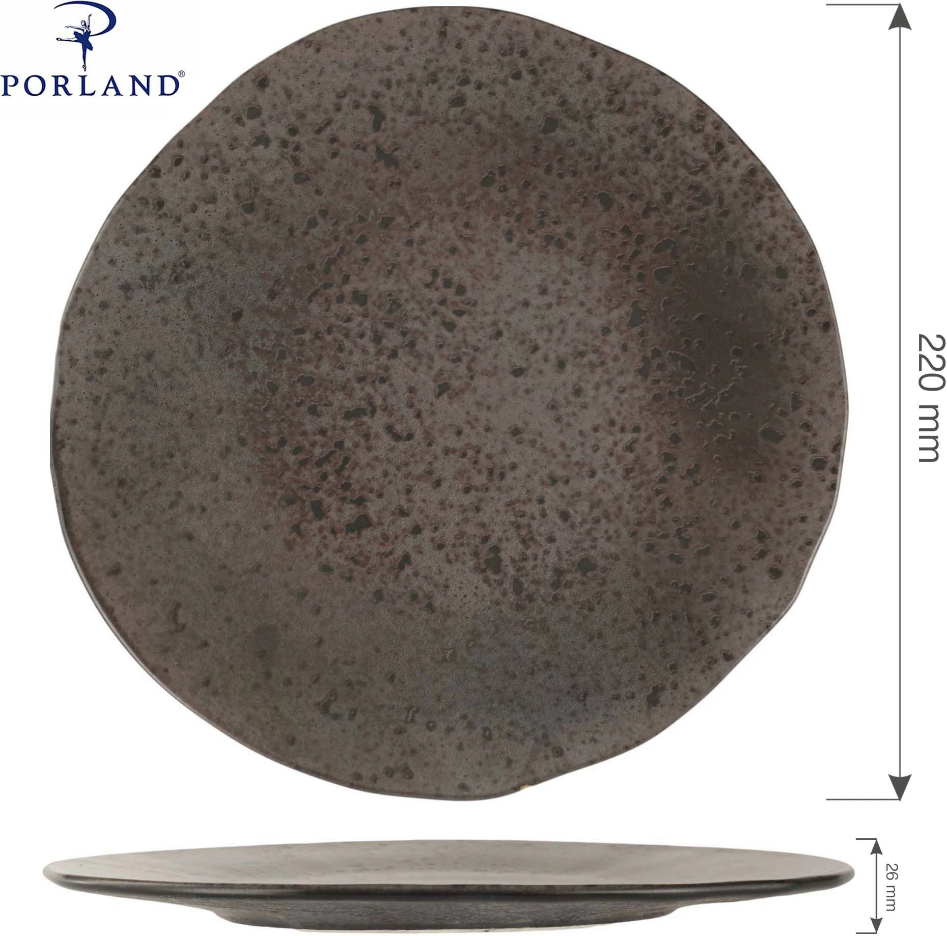 Pjatë anësore Porland Ironstone Ø220 mm, e zezë, set 6 copë