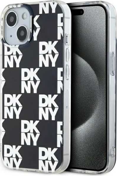 Mbështjellës DKNY IML Checkered Mono Pattern për iPhone 15 Plus / 14 Plus, zi